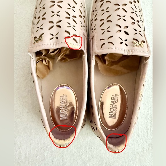 Michael Kors Light Pink Sip-on Sneakers Floral Cutout Size 7.5 - Picture 9 of 10
